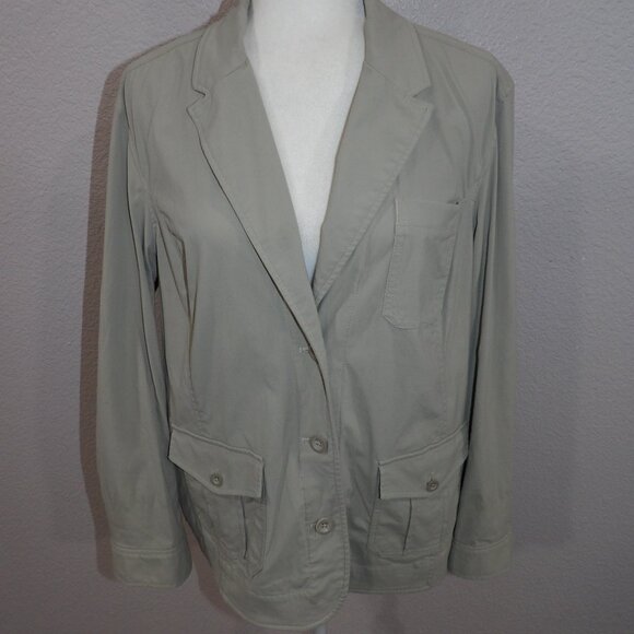 Eddie Bauer Legend Wash Blazer Women’s Light Tan Cotton Blend Three Button Sz 18 - Picture 1 of 9